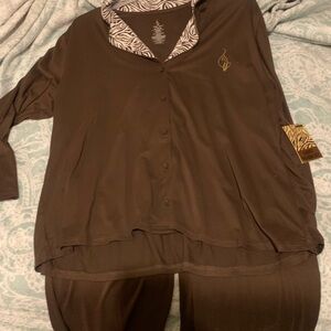 Baby Phat Chocolate Pajama Top with Zebra Trim